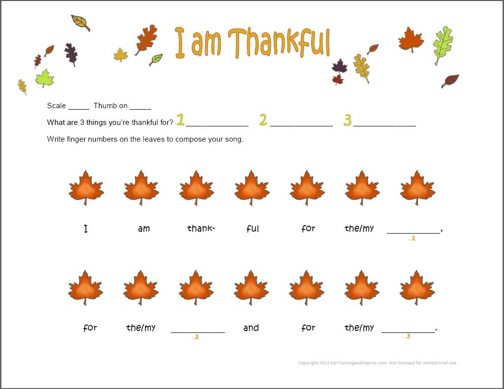 I Am Thankful: Piano Composition for Preschoolers