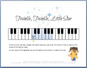 Twinkle twinkle little star piano notes