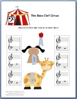 Bass Clef Circus Worksheet