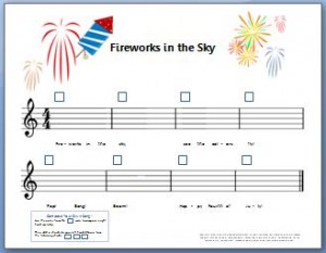 Piano Composition Worksheet for Fourth of July