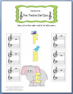 Treble Clef Worksheet