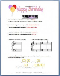 Happy Birthday Answer Sheet