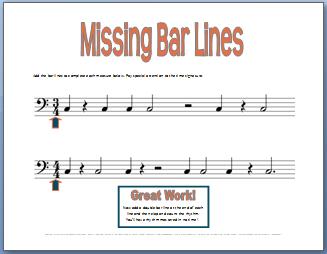 Fun Piano Lessons Idea--Missing Bar Lines Printable