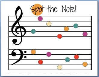 Spot the Note--a note name worksheet for music teachers