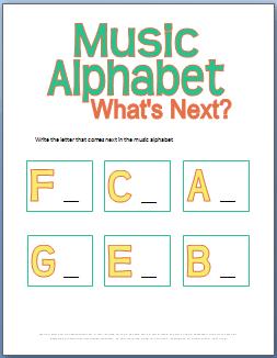 Music Alphabet What's Next Worksheet