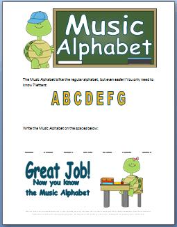Music Alphabet  Worksheet
