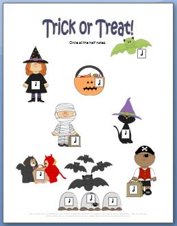 Trick or Treat: A Rhythm Worksheet for Halloween