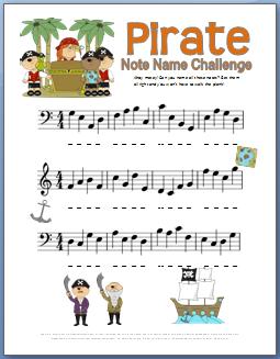 Pirate Note Name Worksheet