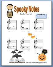 Bass Clef Worksheet for Halloween