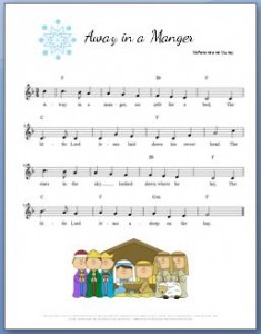 Away in a Manger Piano Chords printable