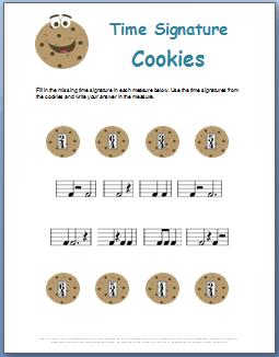 Time Signature Cookies Worksheet