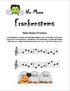 Music Theory Worksheet for Halloween