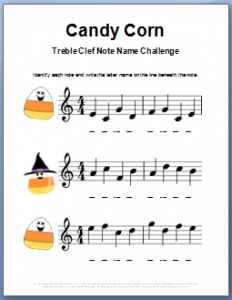 Colour by Letter Name 9 - Pumpkin - Bass Clef - Crescendo