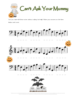 Halloween Note Name Worksheet Mummy