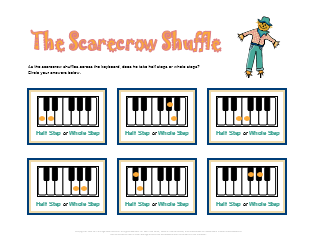 Halloween worksheet for music half steps and whole steps