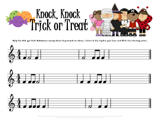 Music rhythmic dictation worksheet for Halloween