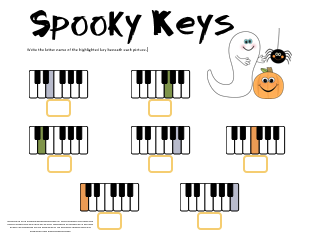 Spooky Keys Halloween Note Name Worksheet