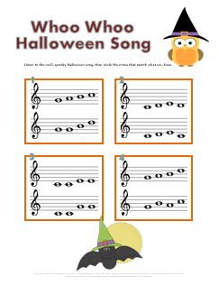 whoo Halloween ear training worksheet