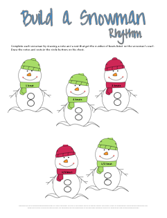 Build a Snowman Rhythm Worksheet