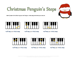 Christmas Penguins Half and Whole Steps Worksheet