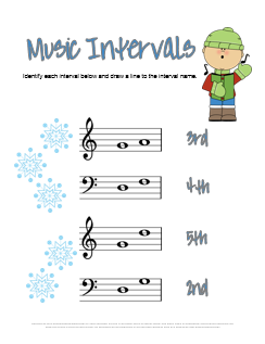 Music Intervals Worksheet for Christmas