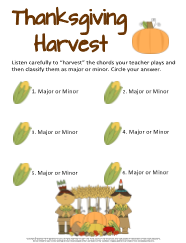 Thanksgiving Harvest Ear Training Worksheet