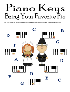 Thanksgiving Music Worksheet Piano Keys Pie