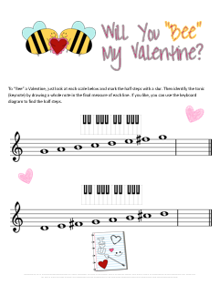 Valentines Music Theory Worksheet Bee My Valentine for Major Scales