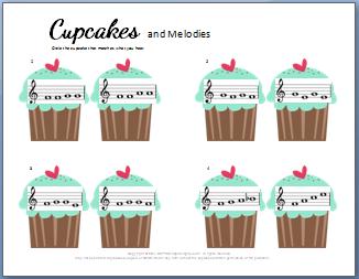 Ear Training Worksheet: Cupcakes Melodies